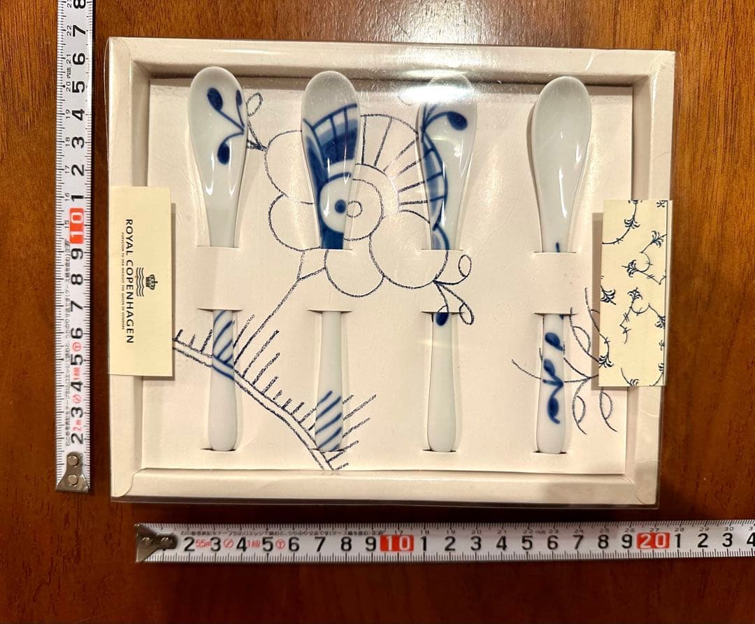 未使用品　ロイヤルコペンハーゲン ブルーフルーテッド メガ スプーン 4点 箱付