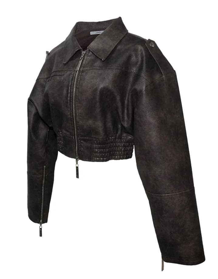 ジャケット・アウター THEREDTHREAD fake leather jacket brown