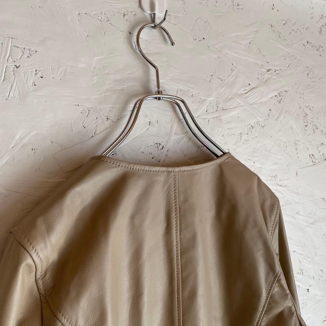 新品未使用タグ付【anySiS】ラムレザージャケット　ノーカラー　ライダース　4