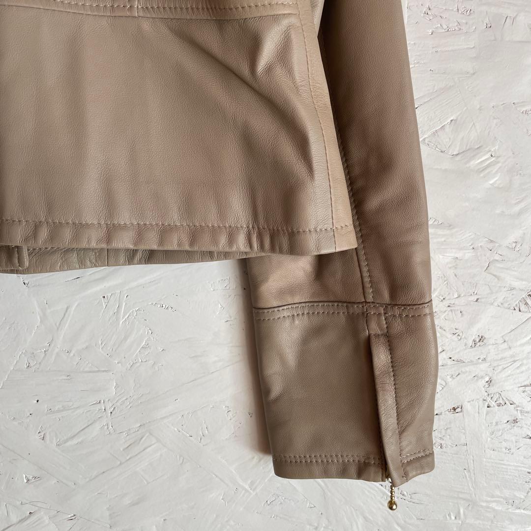 新品未使用タグ付【anySiS】ラムレザージャケット　ノーカラー　ライダース　4