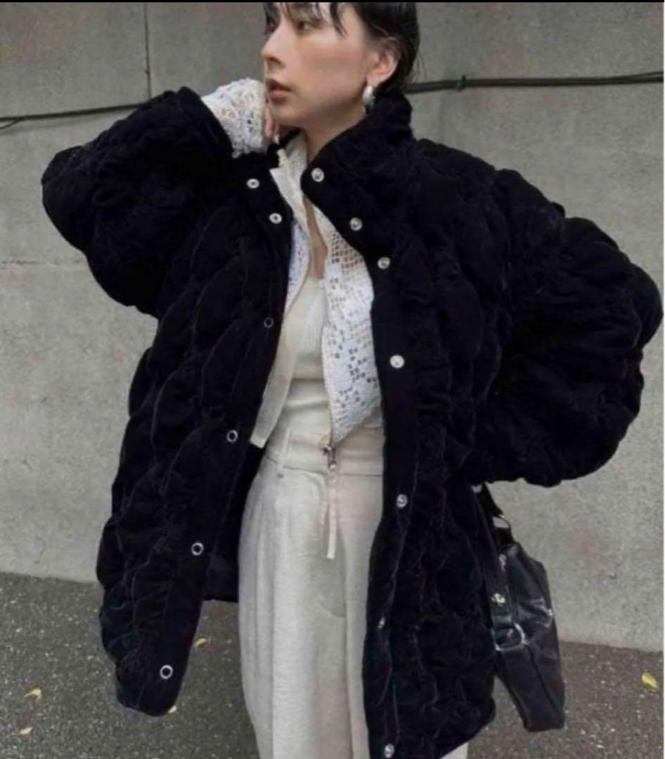 ジャケット・アウター VELOUR QUILTING STAND COLLAR BLOUSON