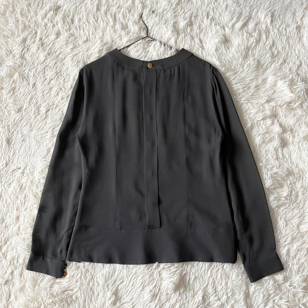 シャネル シルク プリーツ スカート セットアップ クローバーボタン スカーフ付