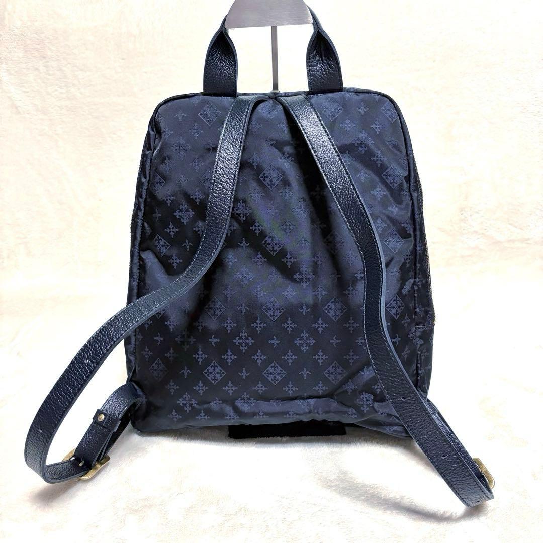 美品 russet ラシット リュック 総柄 ナイロン ネイビー リュックサック