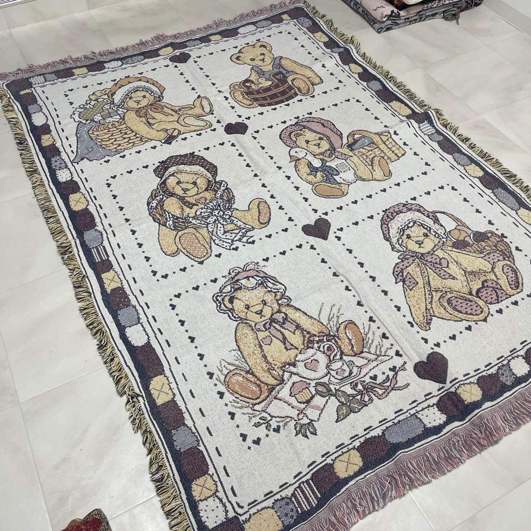 クマ　テディベアー　マルチカバー　ソファーカバー　ラグ　171x122