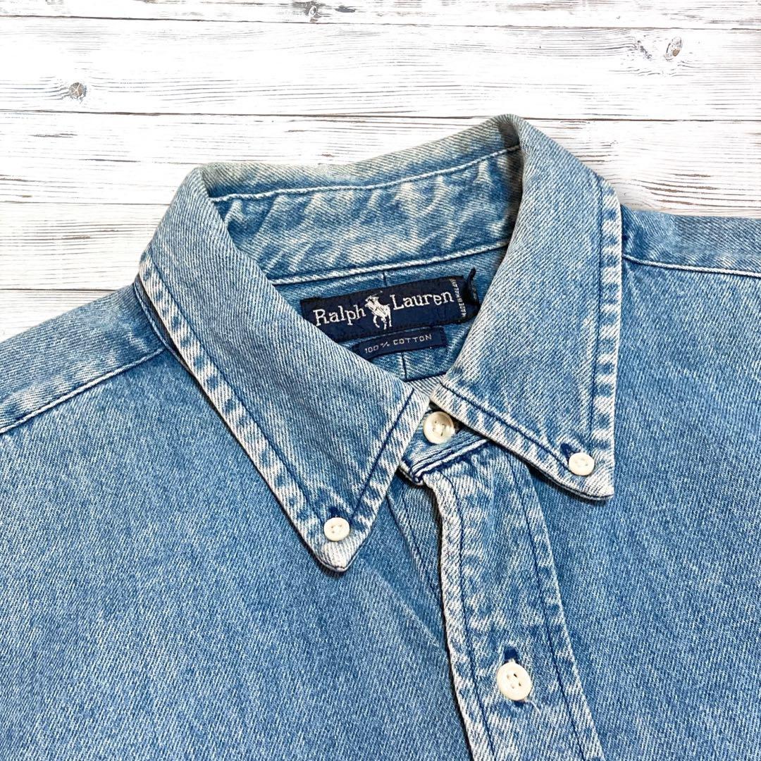 ラルフローレン デニムシャツ 刺繍ロゴ デニム L 1676