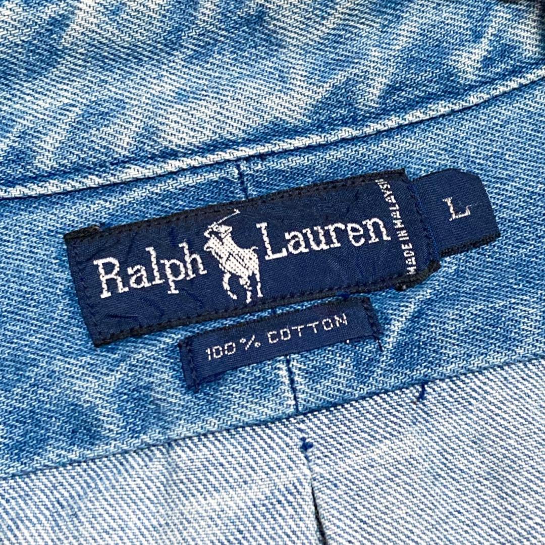 ラルフローレン デニムシャツ 刺繍ロゴ デニム L 1676