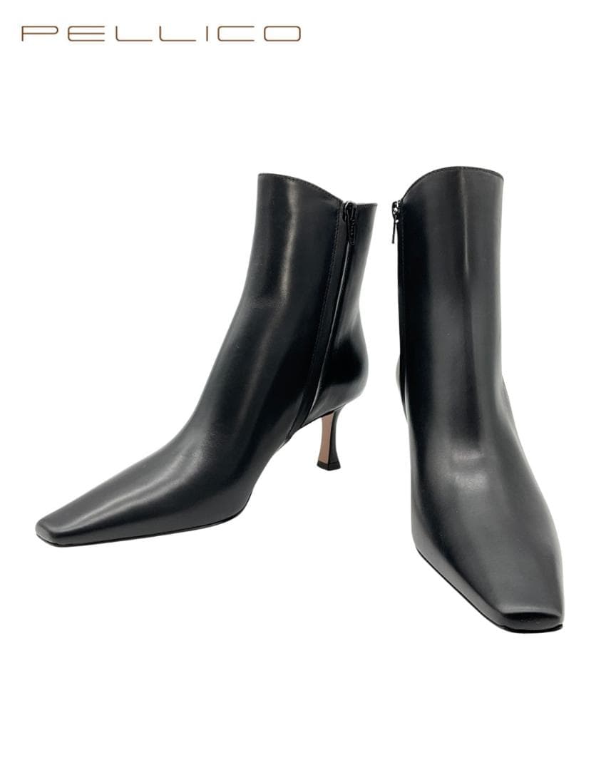 【未使用】PELLICO DAMA サイドジップヒールレザーブーツ 37.5