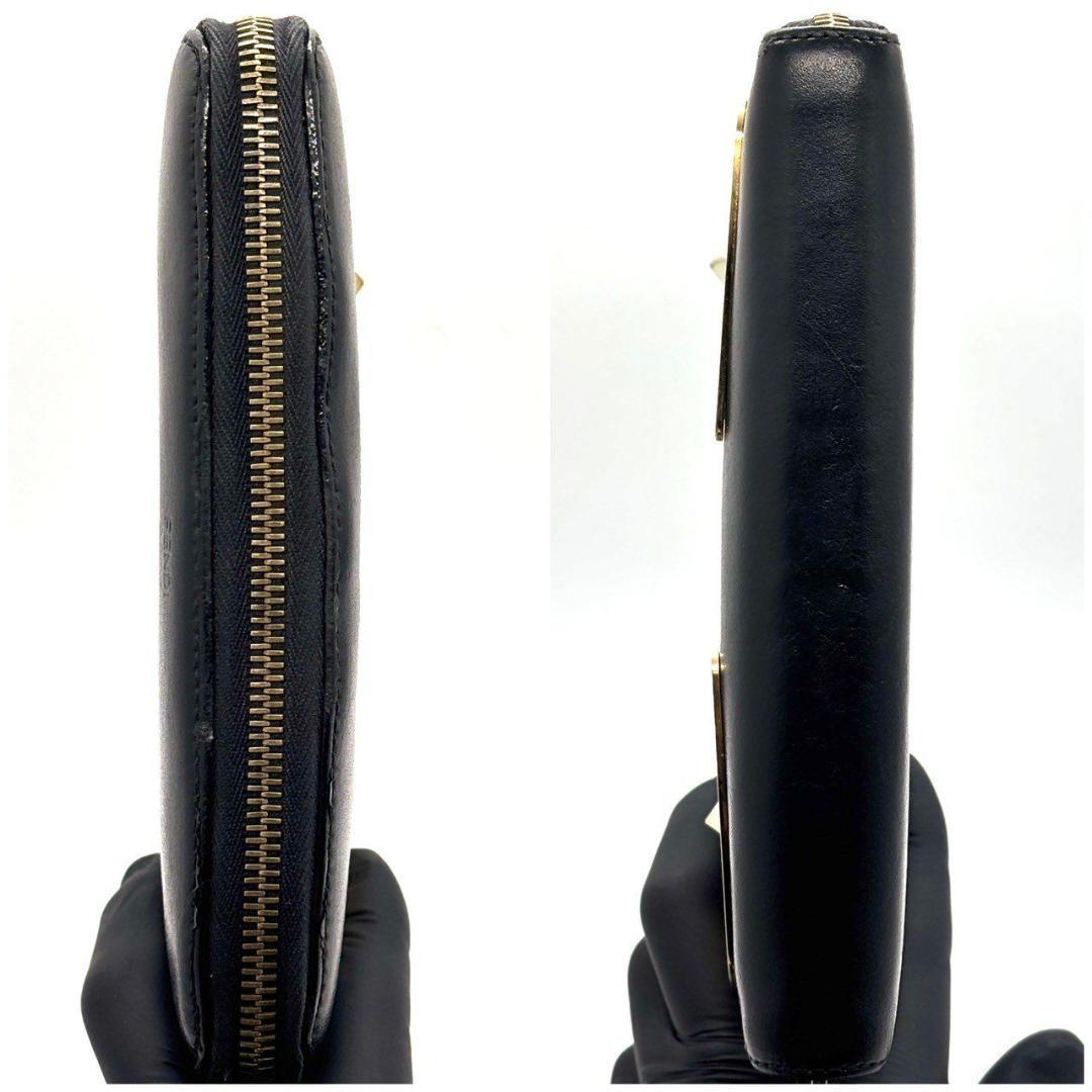 ま*ん様 フェンディ　バグズアイ モンスター 長財布 ラウンドファスナー カーフ