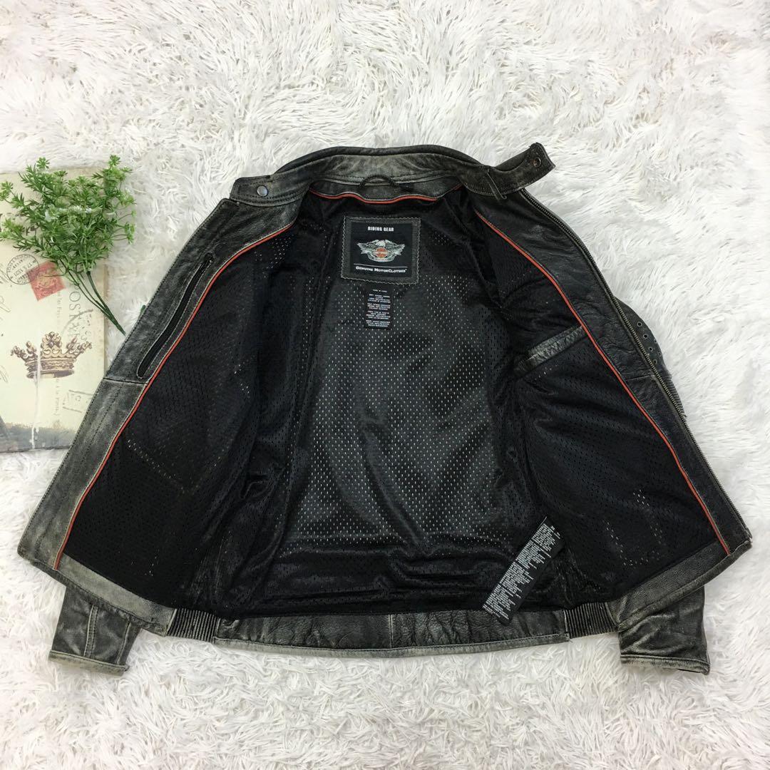 ハーレーダビッドソン レザージャケット シングル ライダース グランジ Y2K