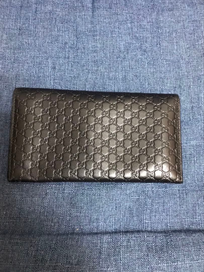 マイクログッチシマ シマレザー ロングウォレット 二つ折り財布 449396