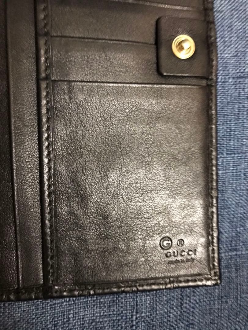 マイクログッチシマ シマレザー ロングウォレット 二つ折り財布 449396