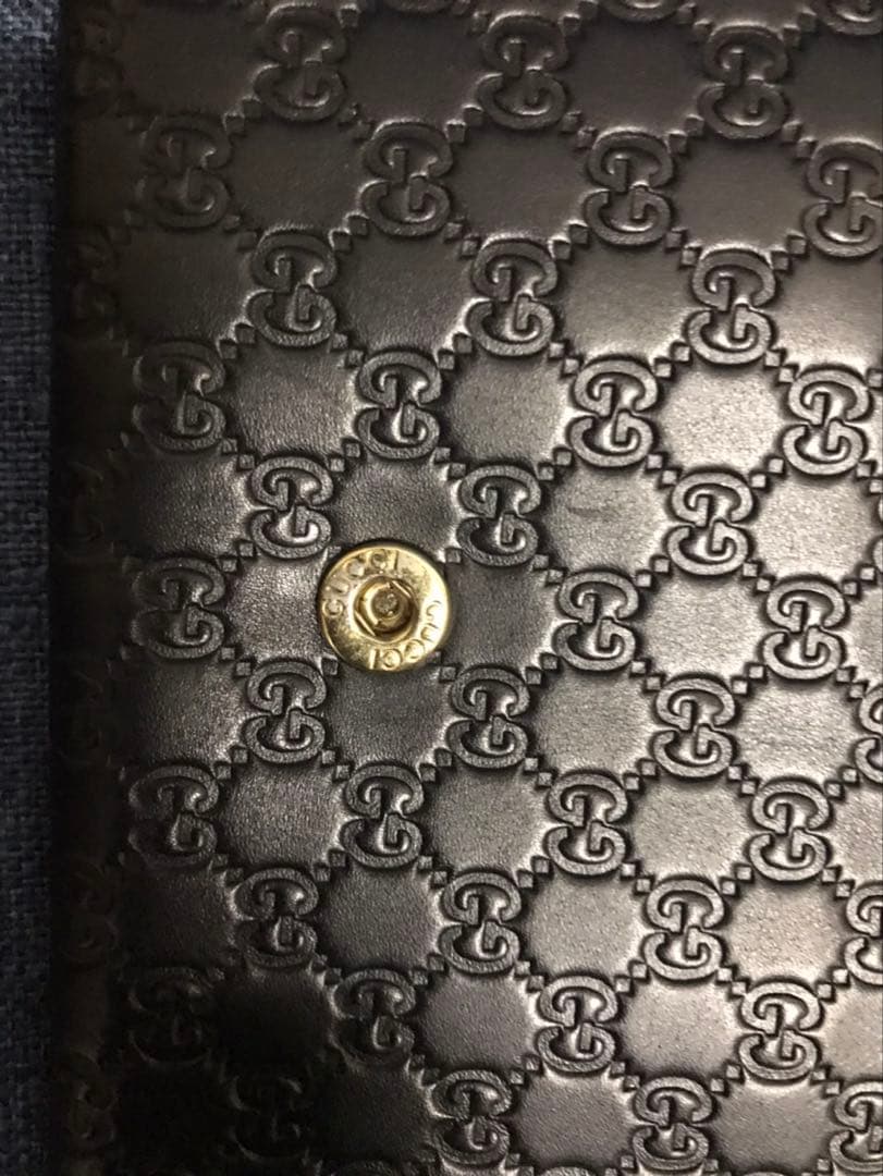 マイクログッチシマ シマレザー ロングウォレット 二つ折り財布 449396