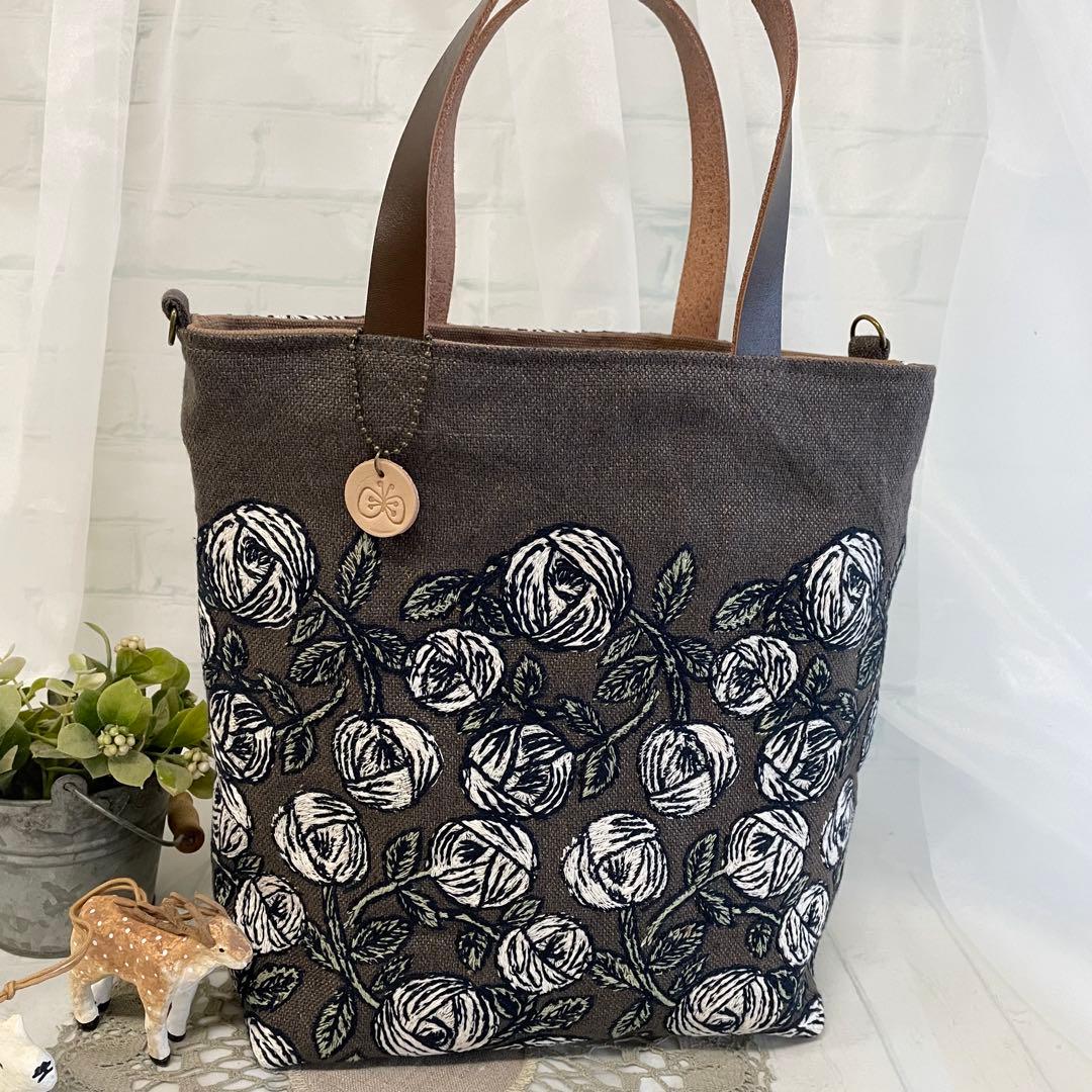 ハンドメイド　シンプルトートバッグ　ミナペルホネン rosy 449