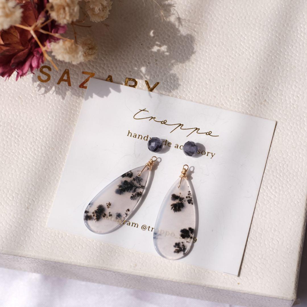 たぁ(ฅ✧ω✧ฅ)♦︎14kgfデンドリックアゲートピアス/イヤリング