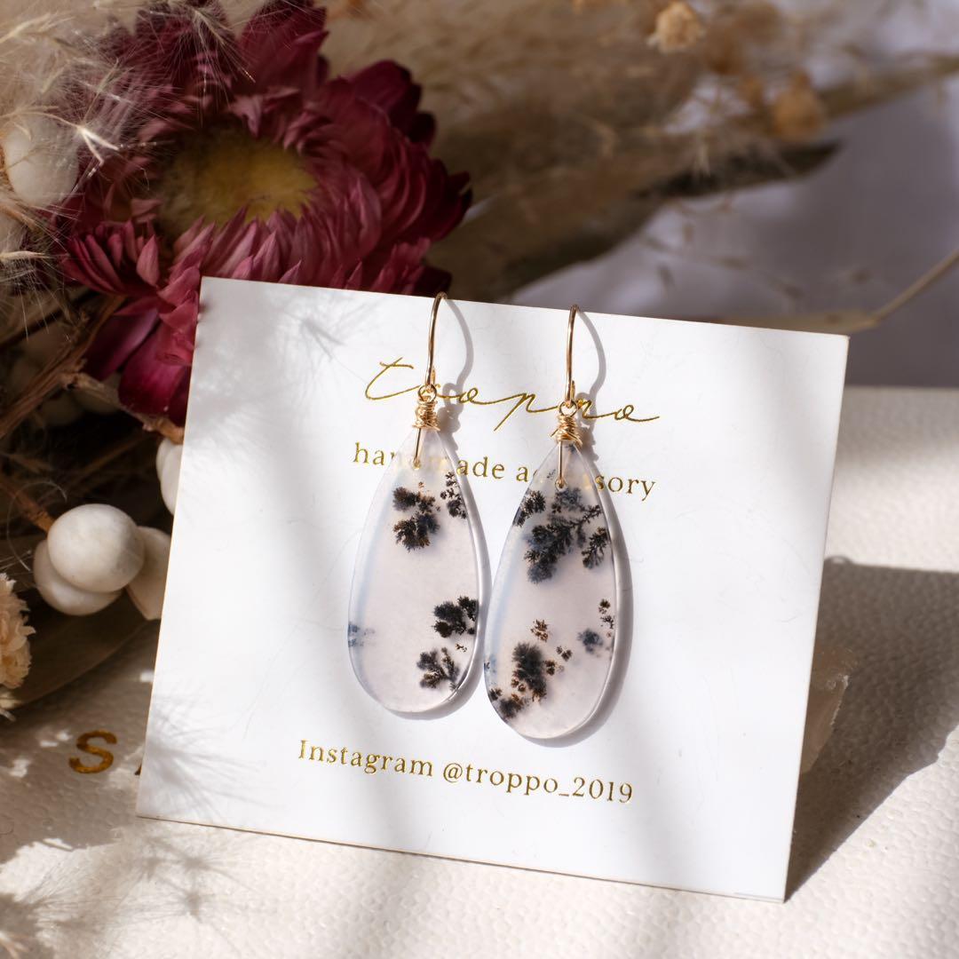 たぁ(ฅ✧ω✧ฅ)♦︎14kgfデンドリックアゲートピアス/イヤリング