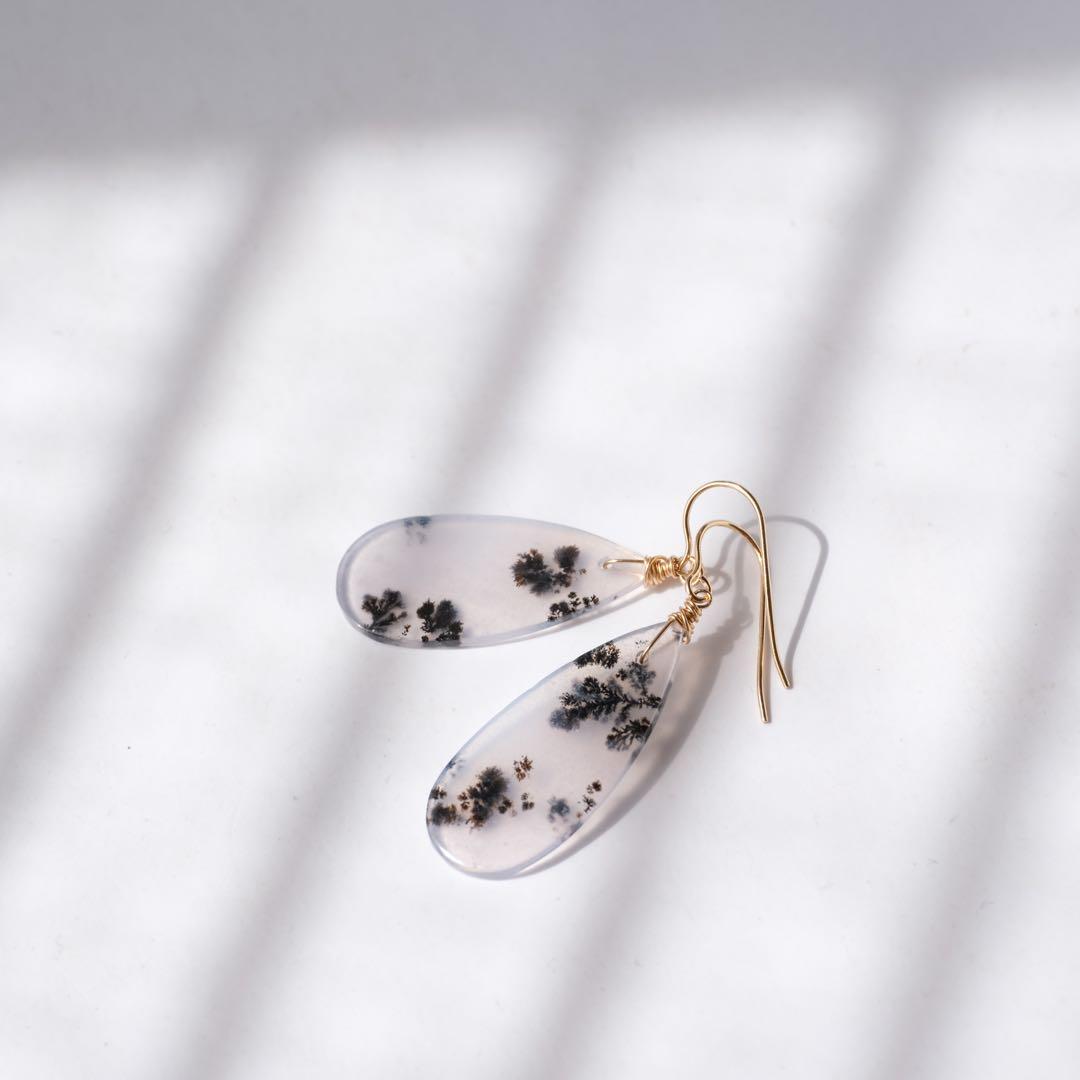 たぁ(ฅ✧ω✧ฅ)♦︎14kgfデンドリックアゲートピアス/イヤリング