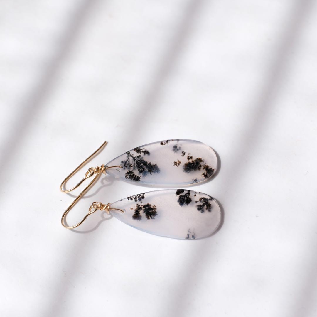 たぁ(ฅ✧ω✧ฅ)♦︎14kgfデンドリックアゲートピアス/イヤリング