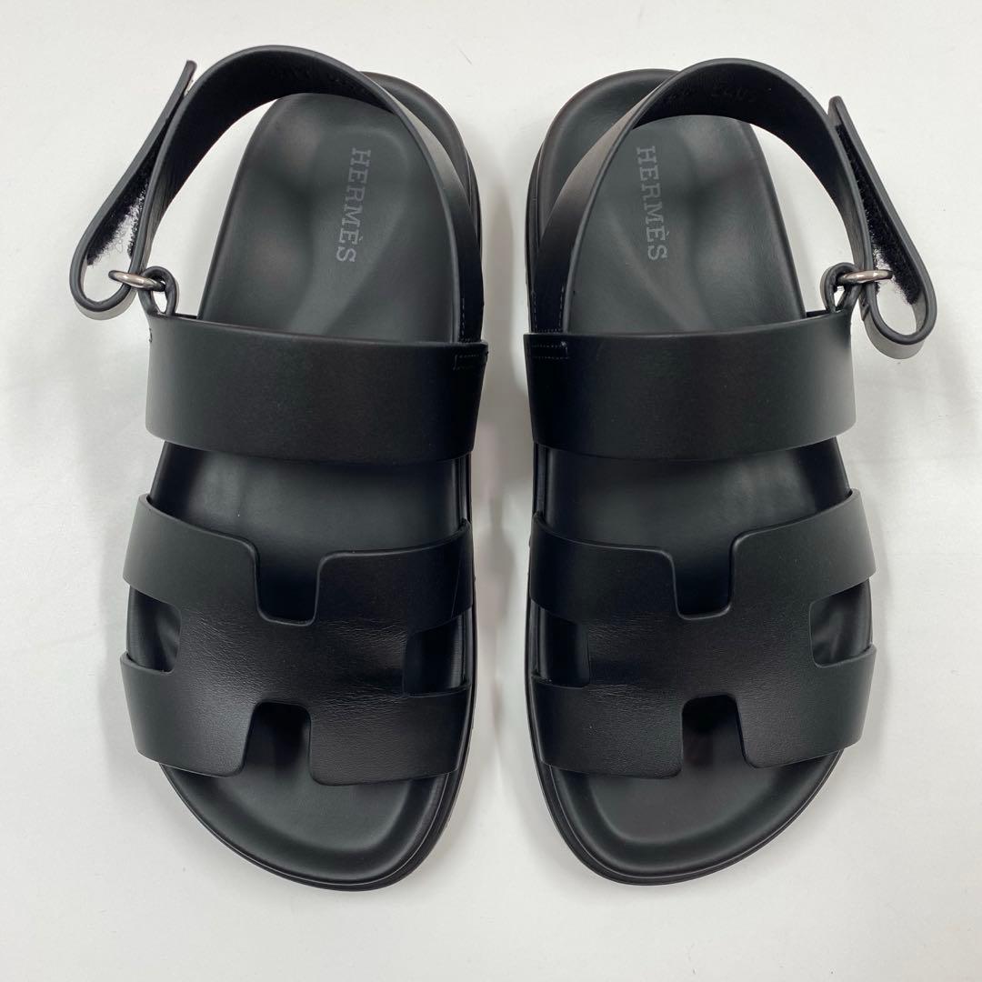 【極美品✨箱付き】HERMES エルメス　ジニアス　黒　サンダル　サイズ35.5