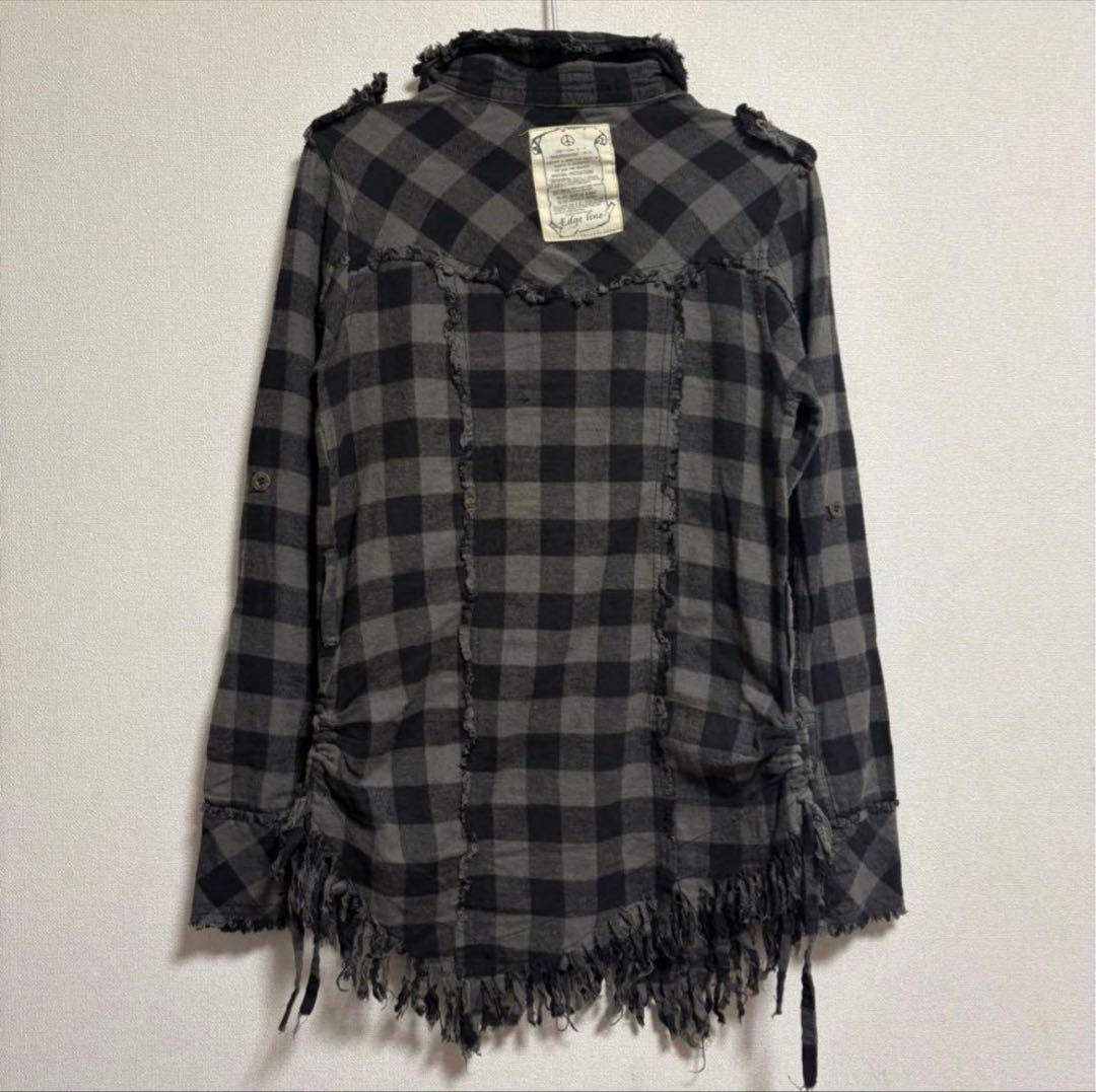 Edge line チェックデザイン フリンジネルシャツ Y2K L.G.B.