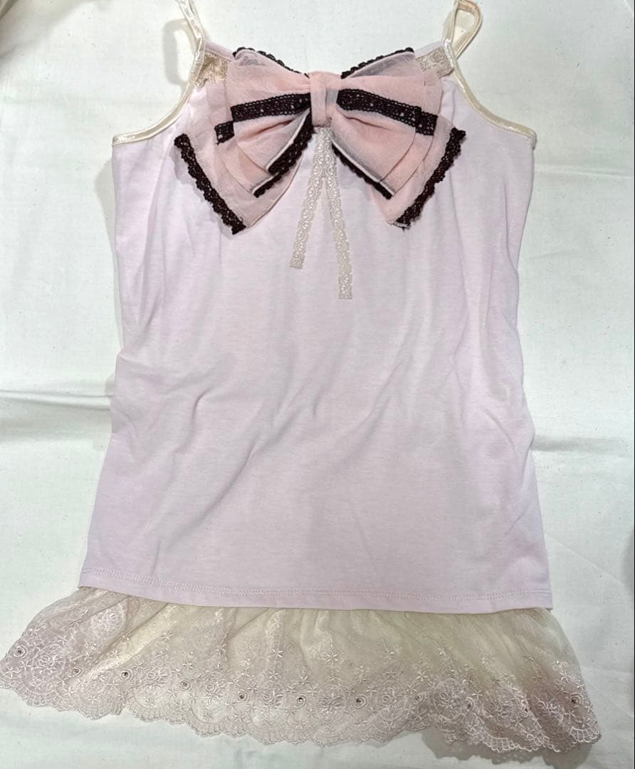 axes femme ビッグリボンキャミソール　ピンク