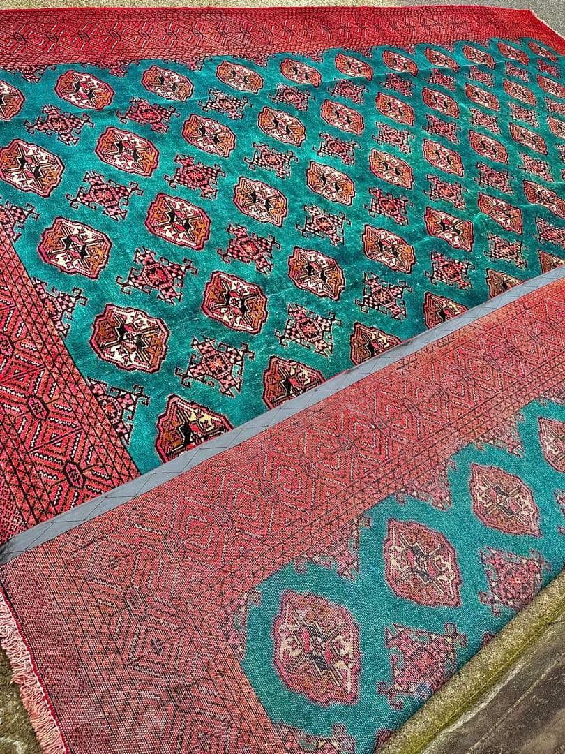 ペルシャ トルクメン ブハラ アンティーク 手作りラグ 302X354