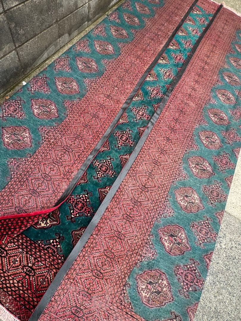 ペルシャ トルクメン ブハラ アンティーク 手作りラグ 302X354