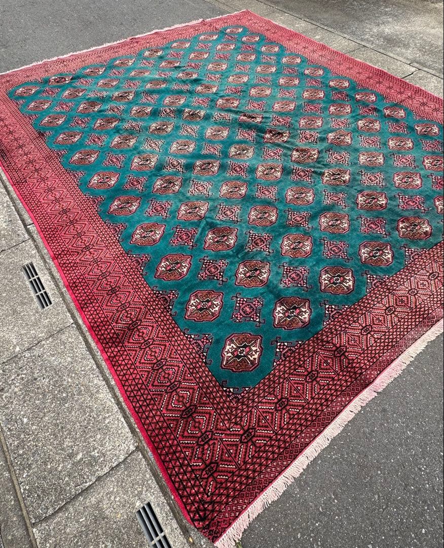 ペルシャ トルクメン ブハラ アンティーク 手作りラグ 302X354