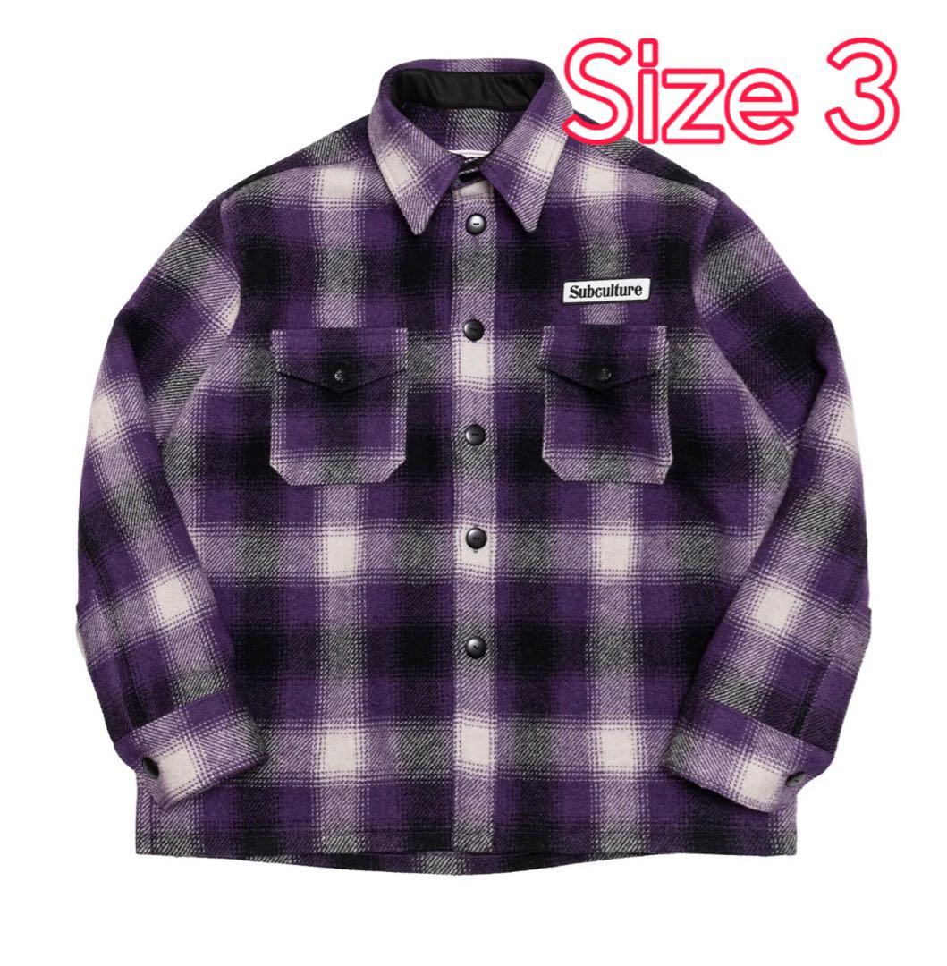 トップス subculture OMBRE CHECK JACKET PURPLE