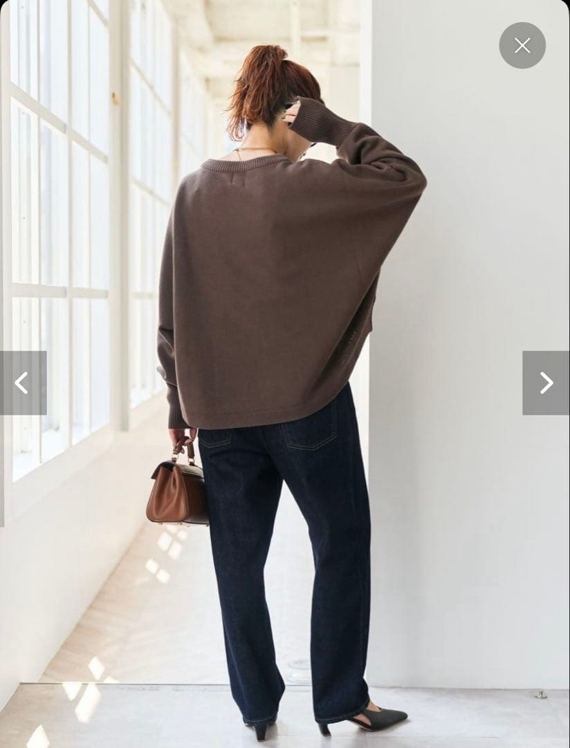 Spick&Span バルキーヤーンドルマンロングリブニット ブラウン