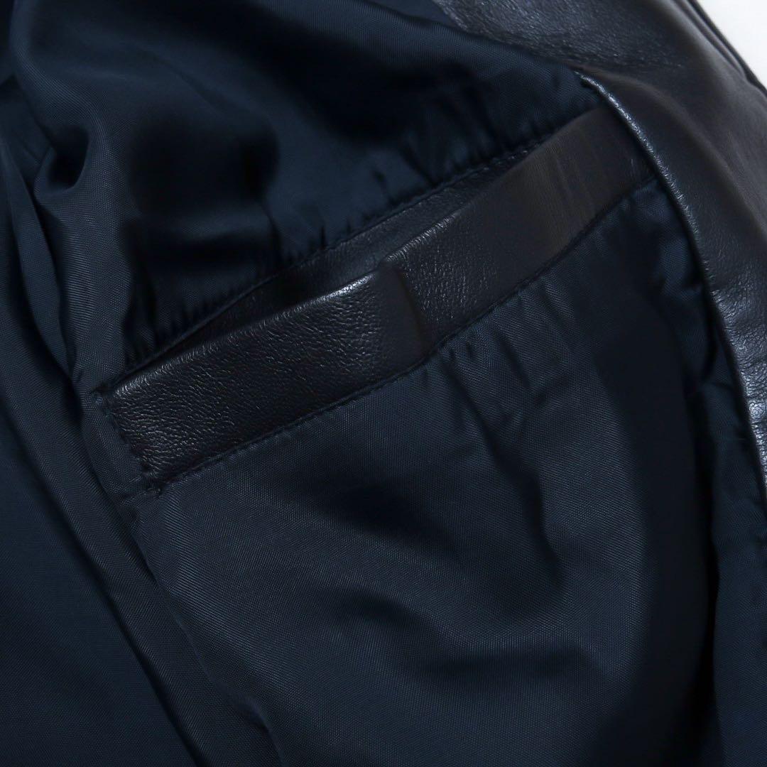 ラムレザー ショート丈ジャケット デザイン ジップブルゾン羊革 A-2 短丈