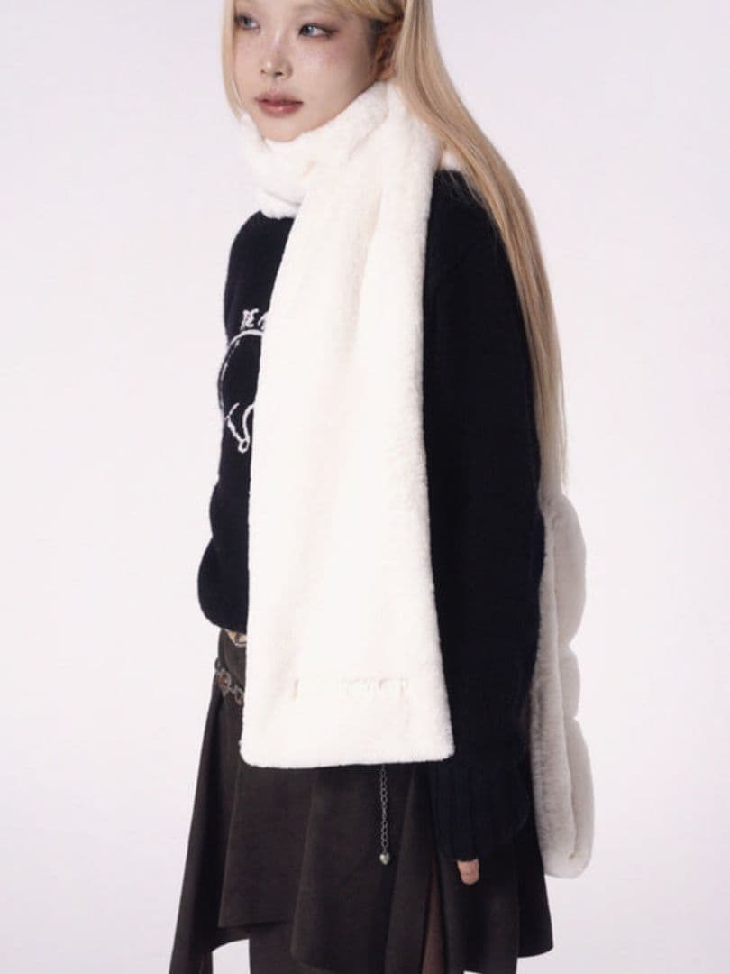 Pincunomaru リボンマフラー ガーリー マフラー 韓国 アパレル