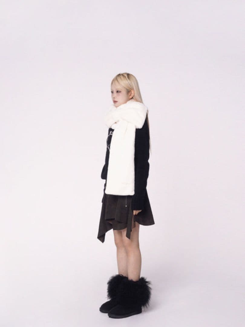 Pincunomaru リボンマフラー ガーリー マフラー 韓国 アパレル