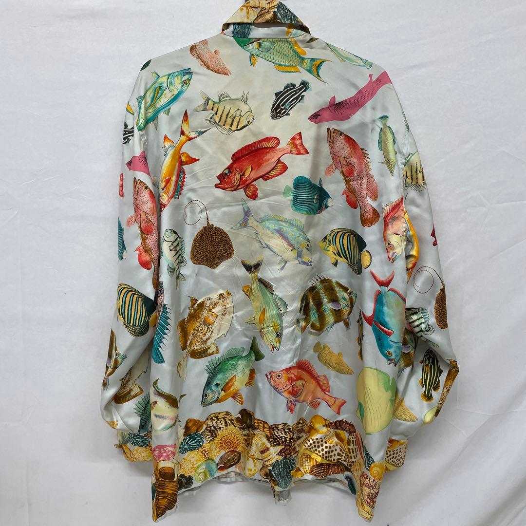 GUCCI シルクシャツ　総柄　ゴールドボタン　42