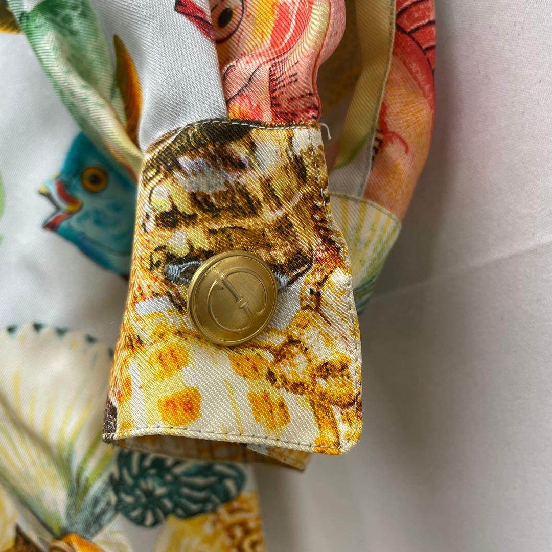 GUCCI シルクシャツ　総柄　ゴールドボタン　42