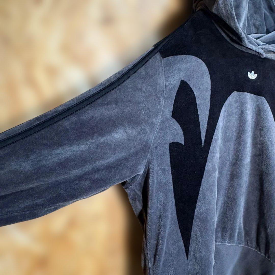 アディダス adidas ベロアトラックジャケット パーカー XLバイカラー