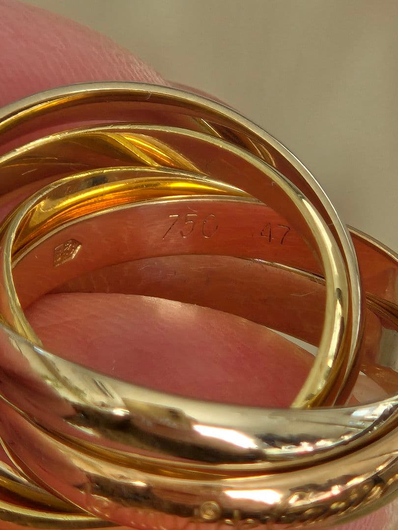 週末SALE☆希少☆カルティエ トリニティリング 5連 47 保証書 ケース