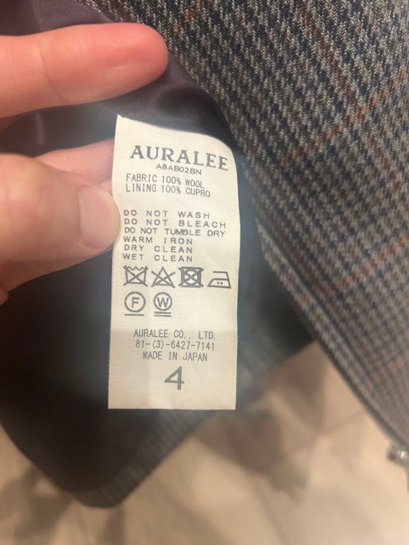 ジャケット・アウター AURALEE DOUBLE FACE CHECK ZIP BLOUSON