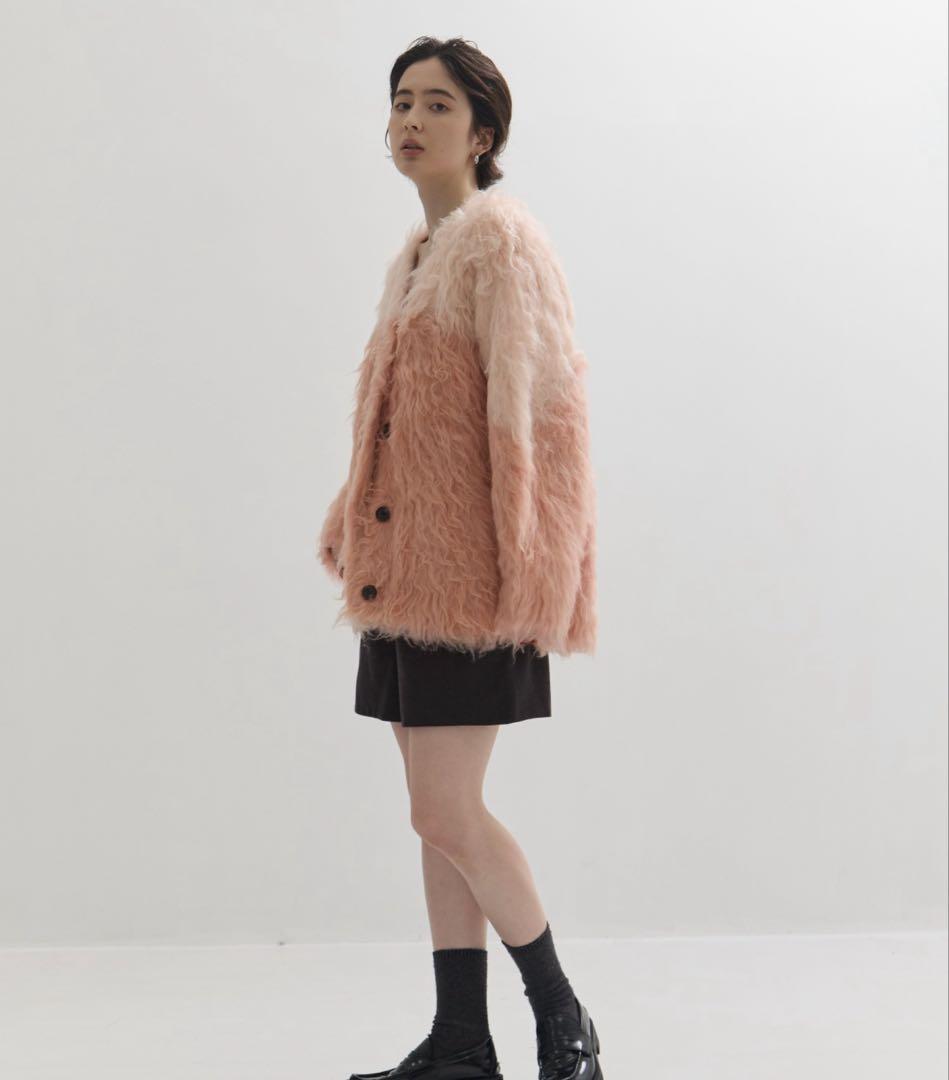 【CLANE/クラネ】バイカラーシャギーニットカーディガン