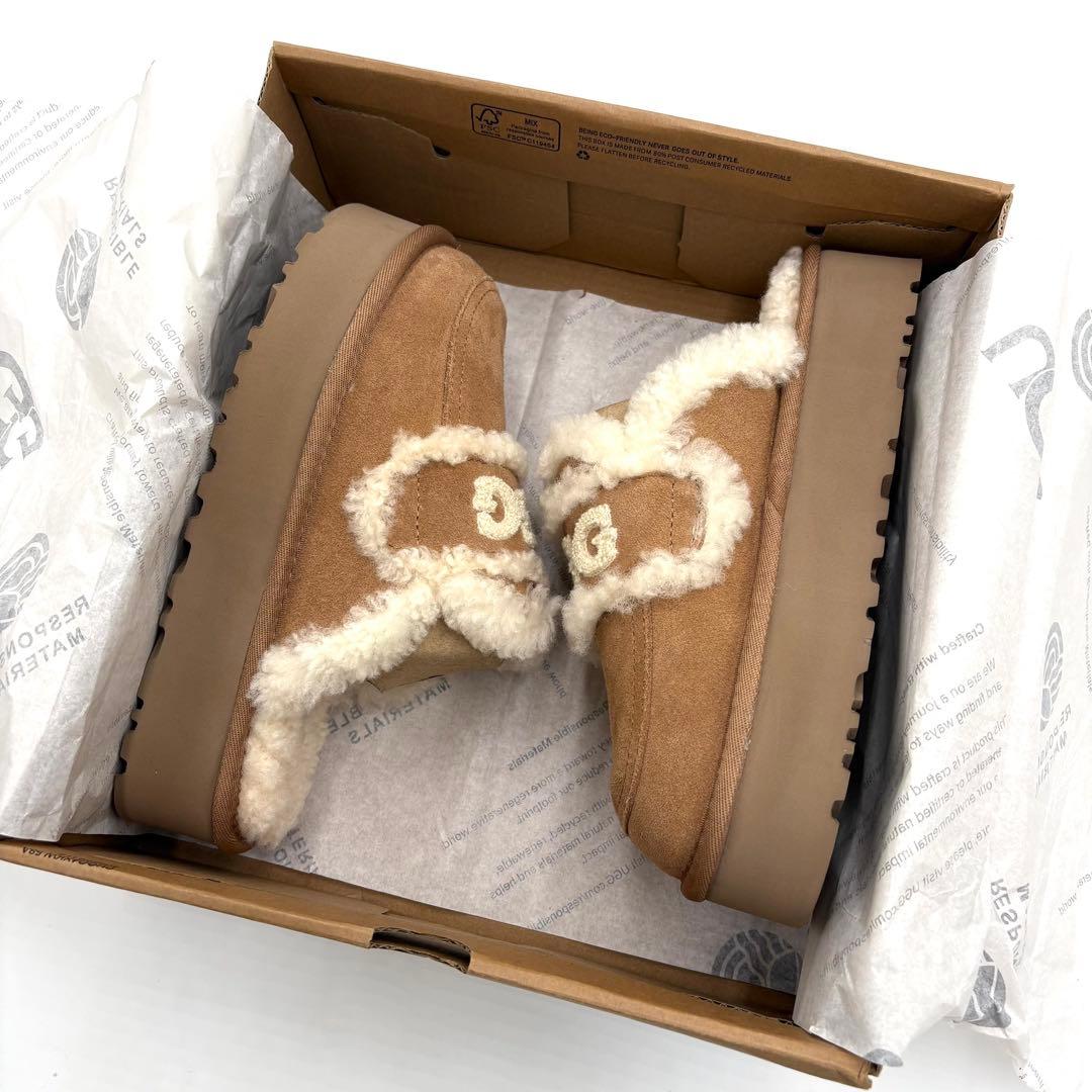 新品未使用✨️UGG アグ 厚底 ファーサンダル もこもこ スリッパ 23cm