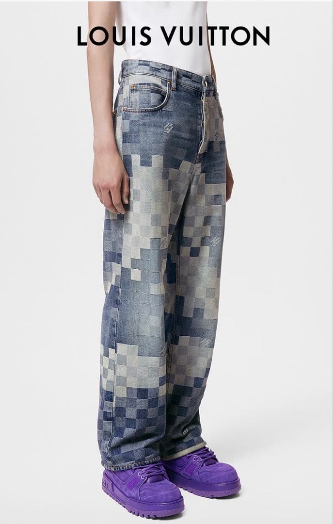 LOUIS VUITTON ダミエデニムスケートパンツ「未使用に近い」