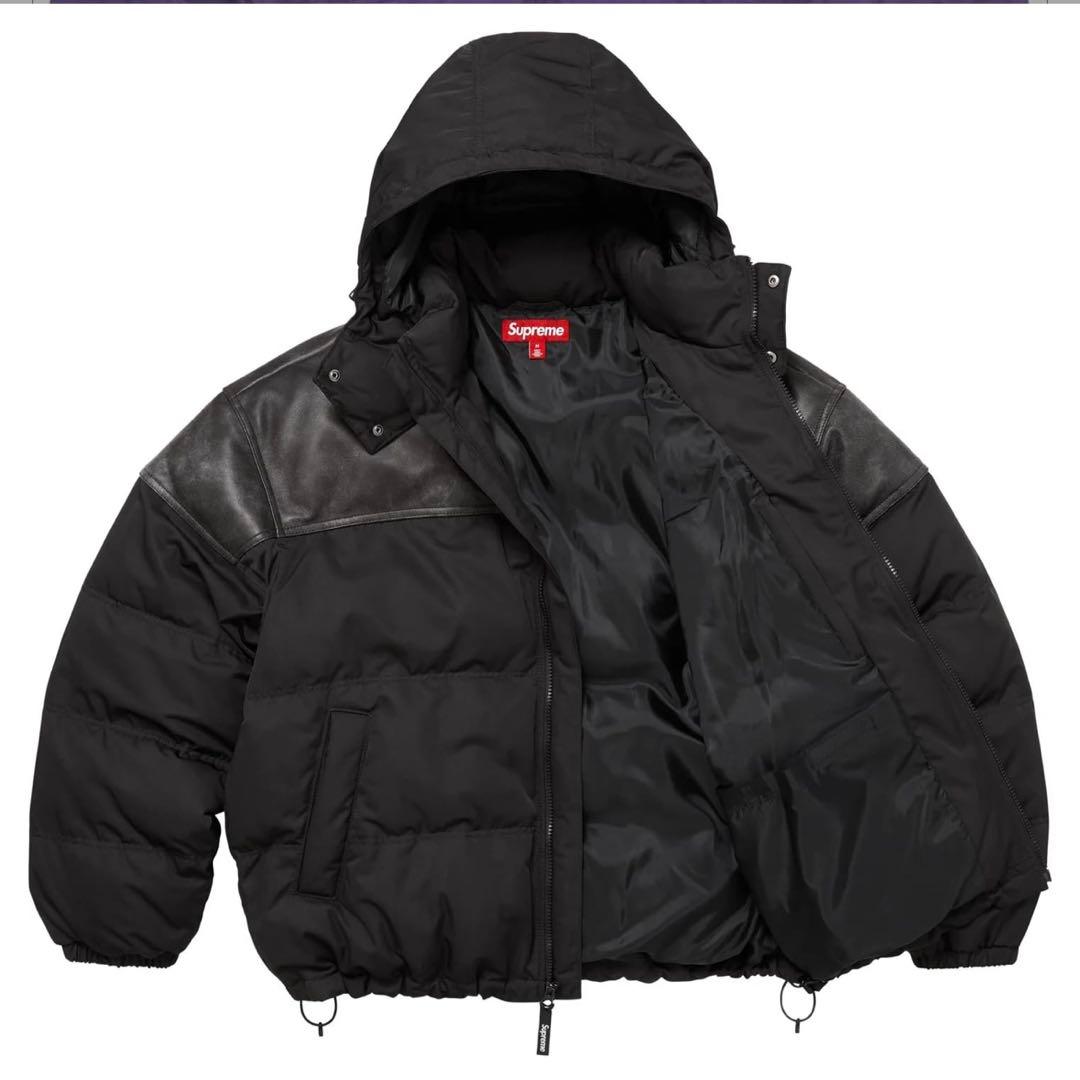 ジャケット・アウター supreme Leather Yoke Puffer Jacket XXL