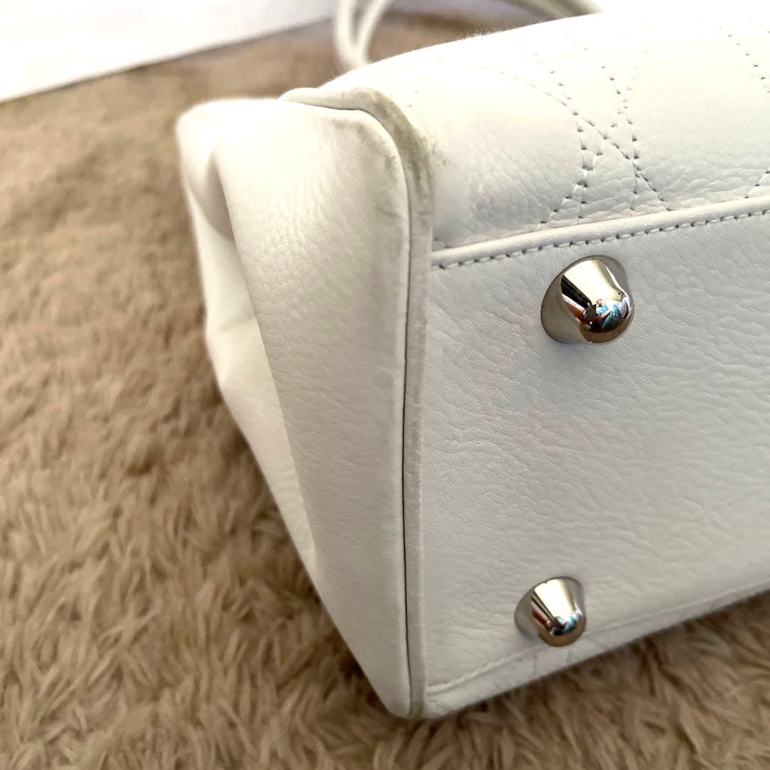 【美品】　DIOR ディオール　カナージュ　トートバッグ レザー　白