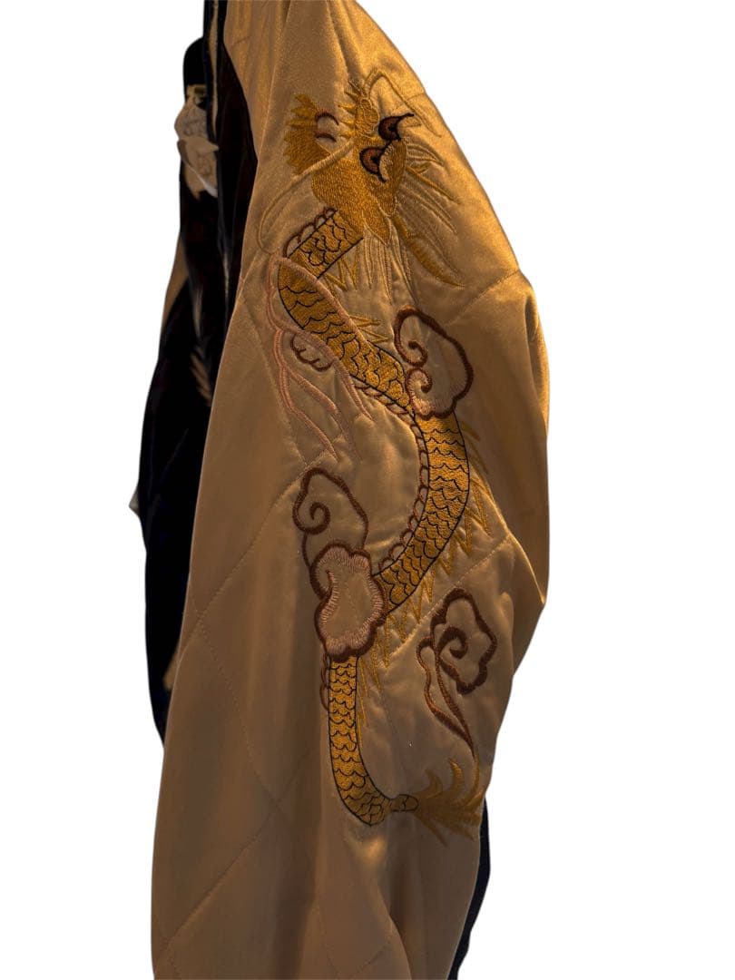 【クリーニング済】スカジャン 刺繍　飛有棲屯 漢字タグ Houston