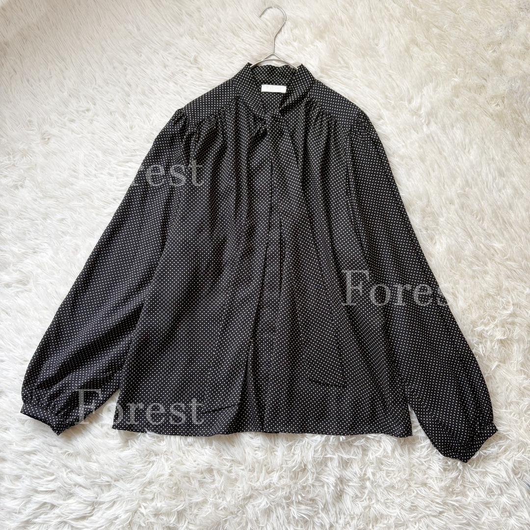 【美品】ミニドットプリントボウタイブラウス　size36　トゥモローランド