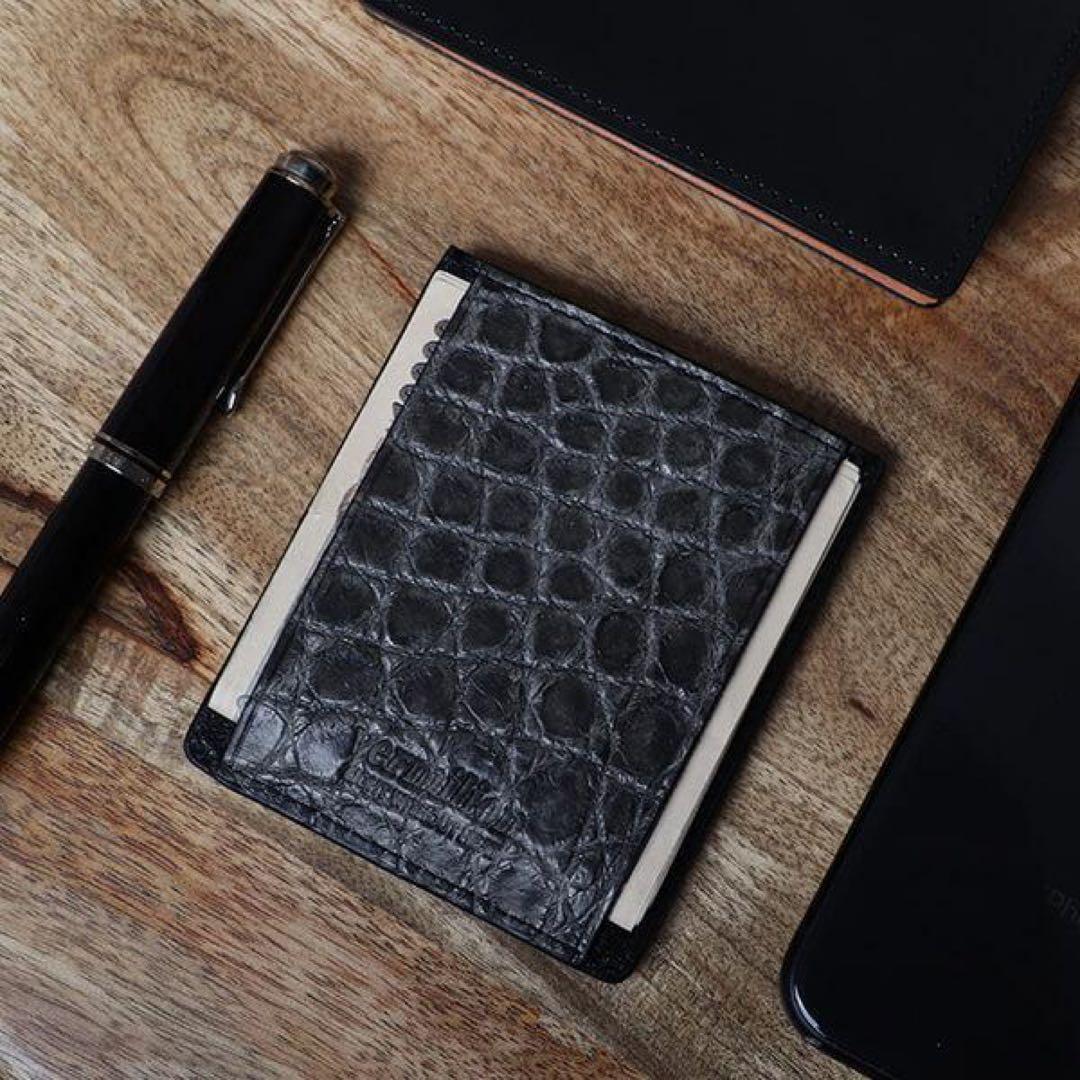 サンザ　vermilion 阿波松煙墨染クロコ S3H マネークリップ