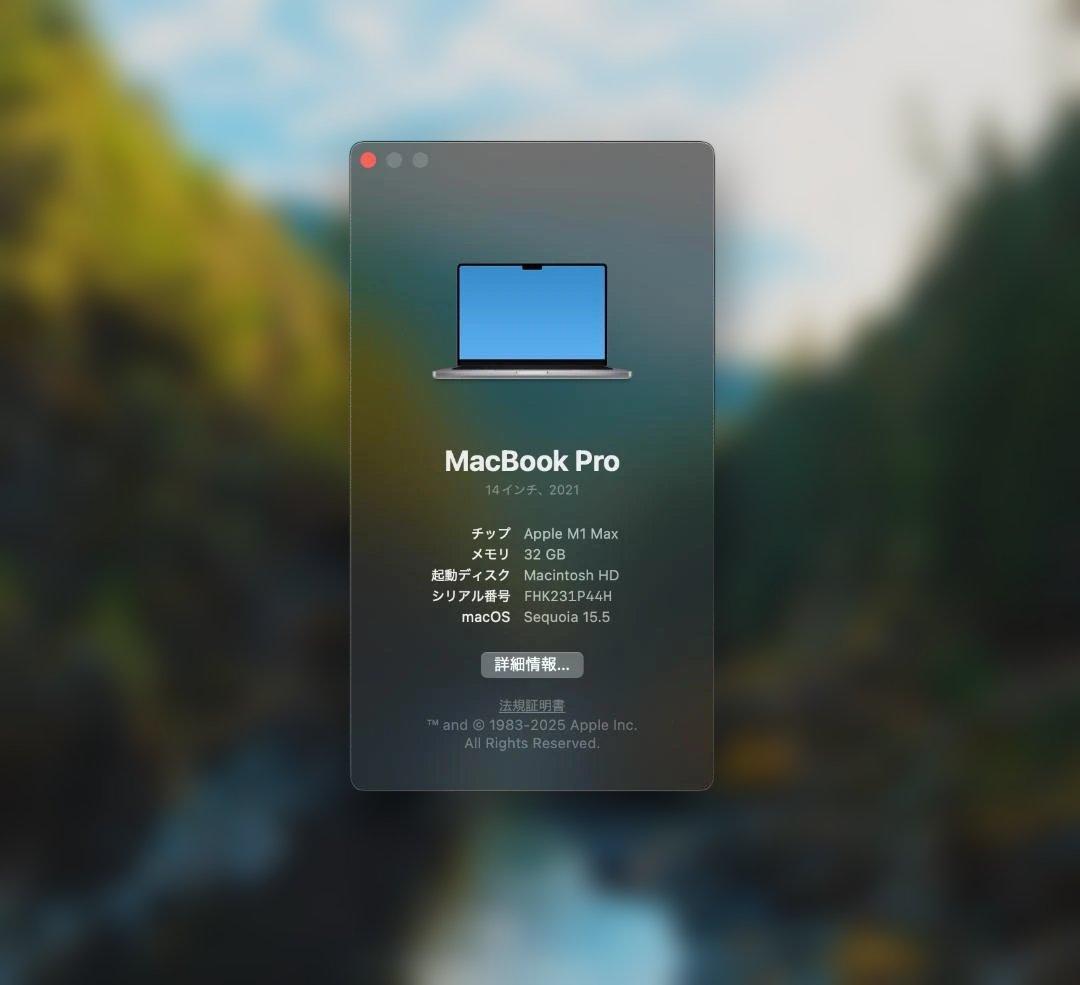 MacBook本体 MacBook Pro 14 Late 2021 M1Max 32GB 1TB