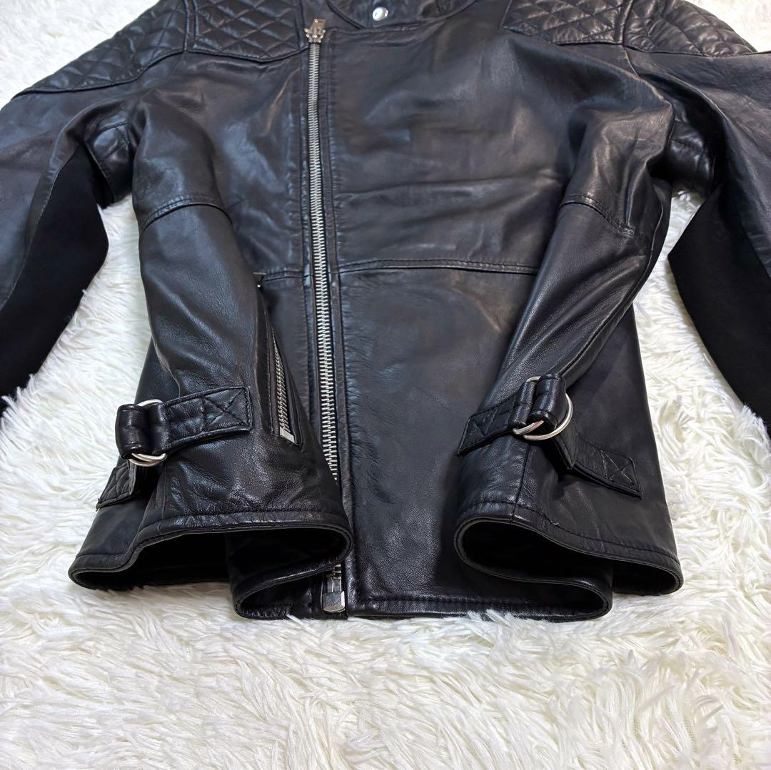 ボロンガロトレヴァー ライダース ジャケット セミダブル XL ラムレザー 黒