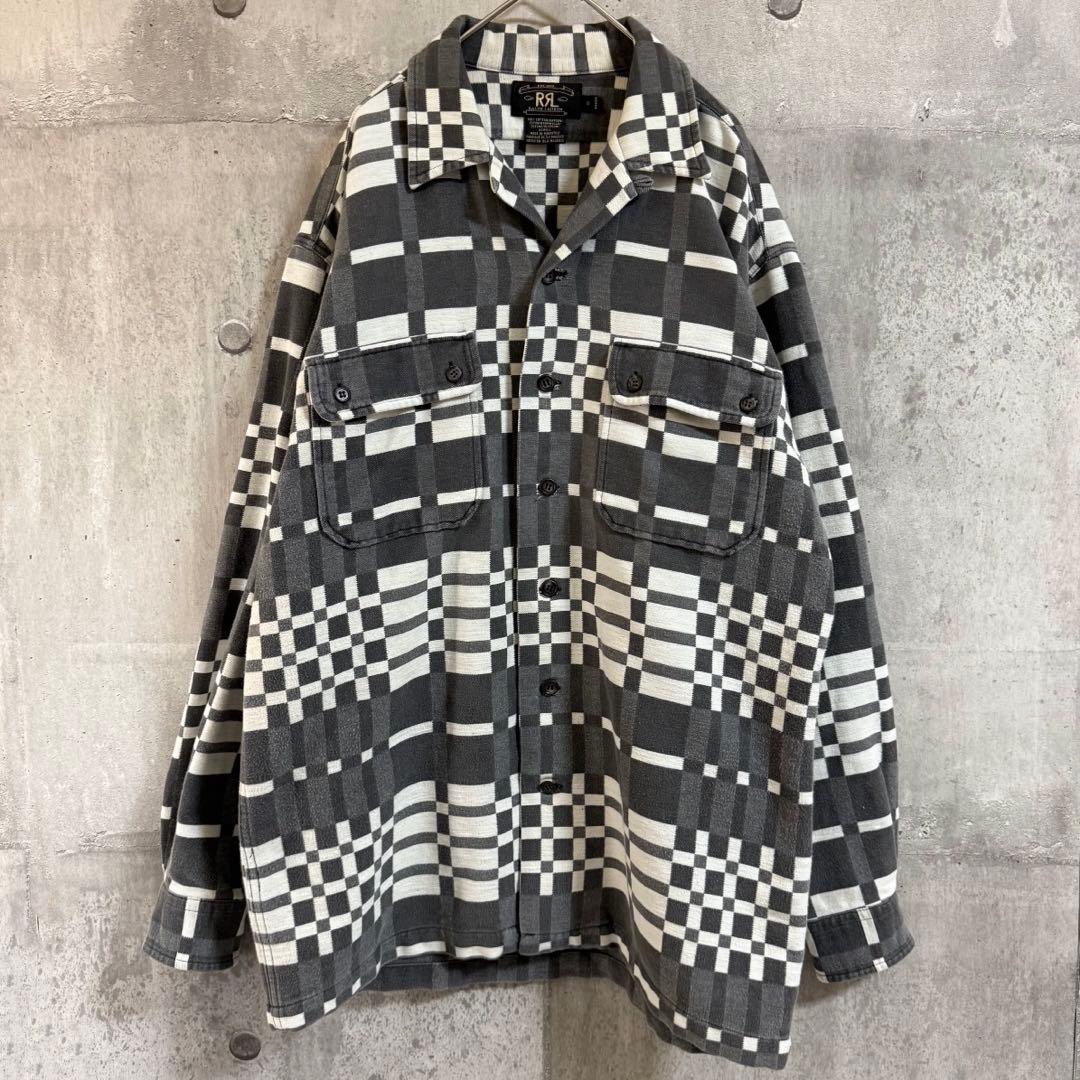 古着 90s RRL ダブルアールエル 三ツ星タグ オープンカラー シャツ