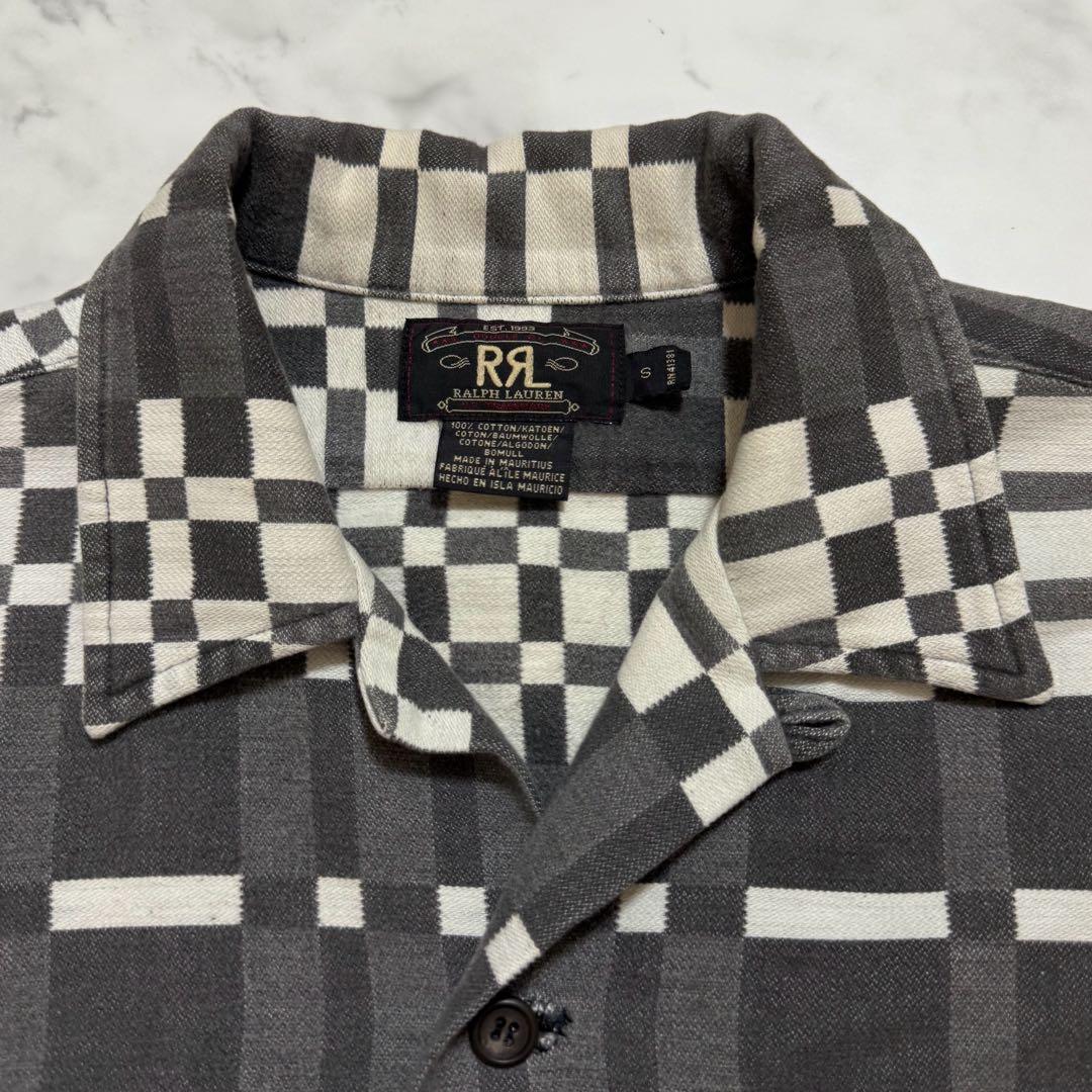 古着 90s RRL ダブルアールエル 三ツ星タグ オープンカラー シャツ