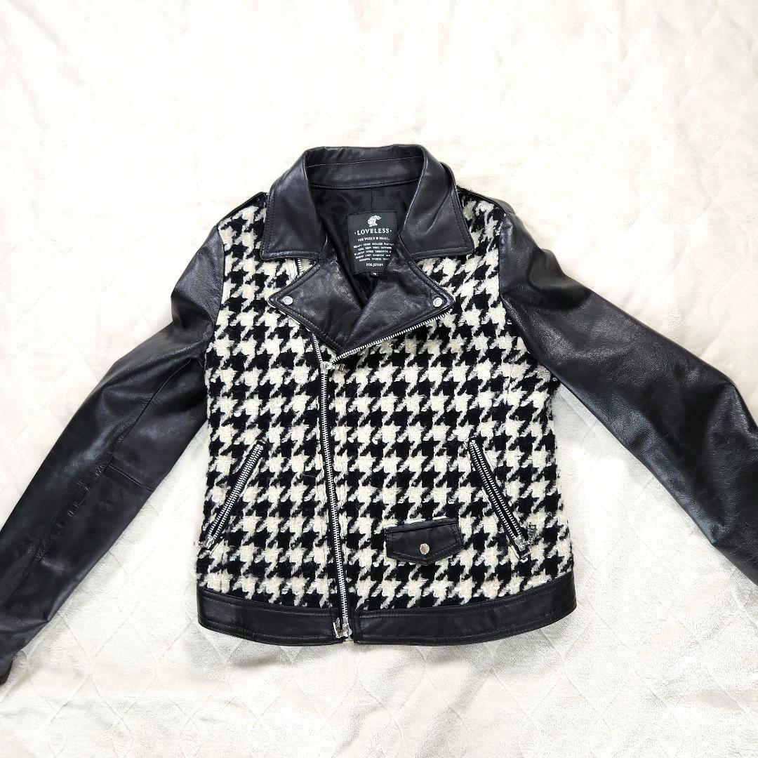 【美品】LOVELESS　レザージャケット　切り替え　ブラック